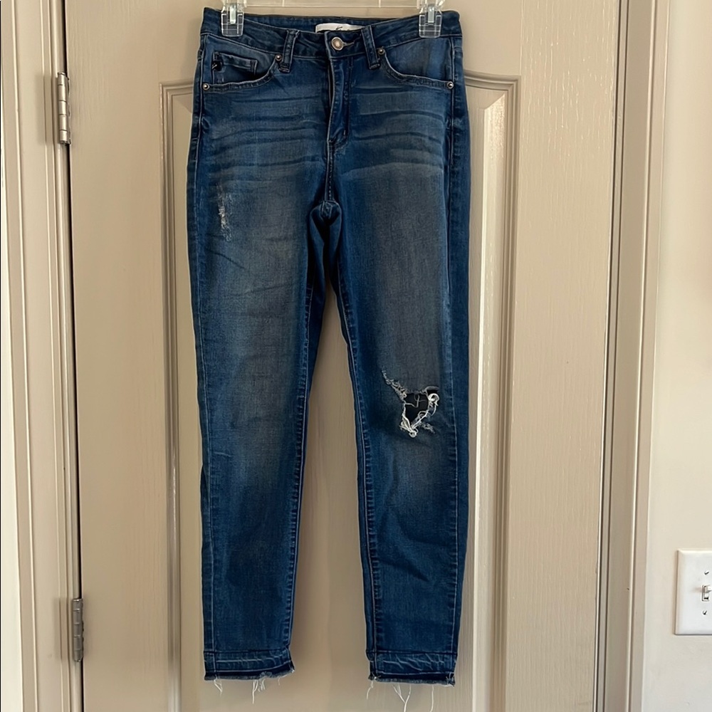 KanCan Dark Blue Distressed Ankle Jeans